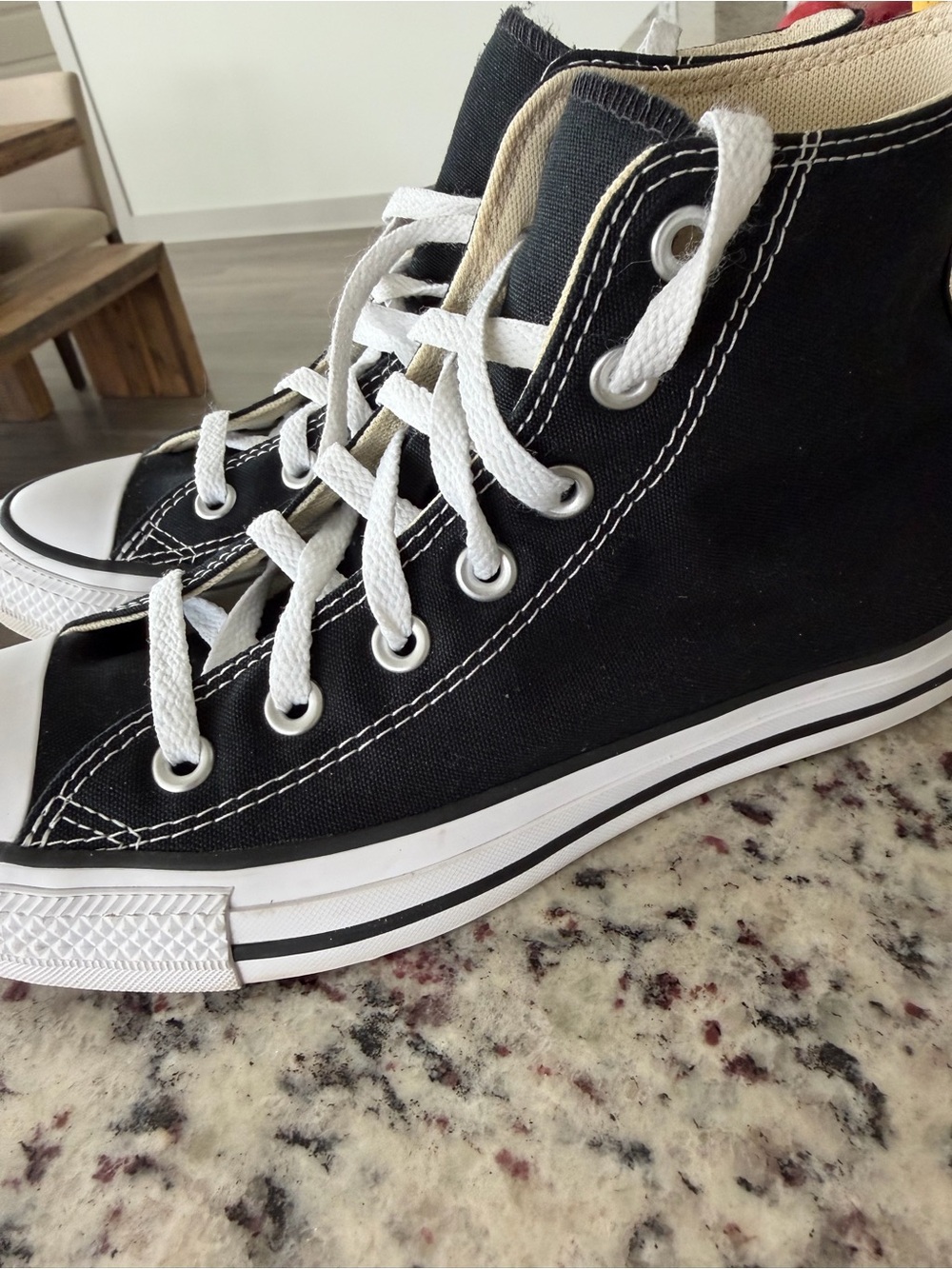 Converse Women’s High Top Canvas Sneakers in Black and White - Picture 12 of 12